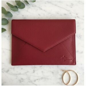 ✨ Mackage Crimson Red Leather Envelope Clutch Purse